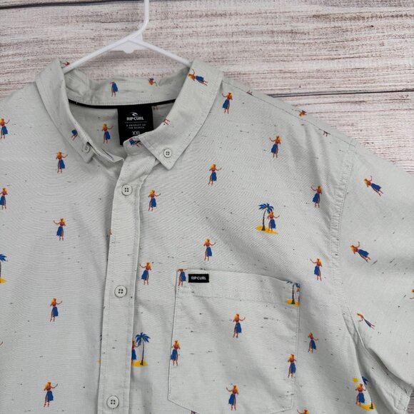 Rip Curl Hula Girl Breach Button Down Shirt Men's Size XXL Mint/Light Green NEW - Picture 4 of 12